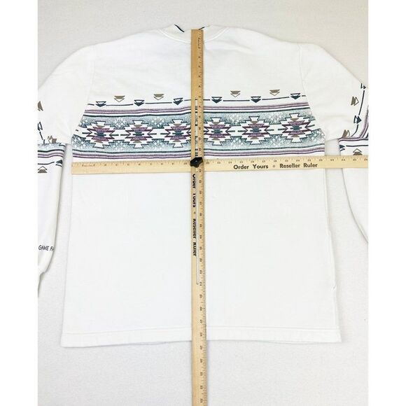 Vintage 90s Art unlimited Cardigan Sweater Sweatshirt Pockets Aztec Print - Picture 8 of 10